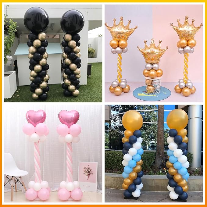 IDAODAN 2 Set Balloon Column Kit and Balloon Pump Electric, Balloon Column Stand with Balloon Pump, 65 inch Height Balloon Tower Stand for Wedding Baby Shower Birthday Party Event Decorations