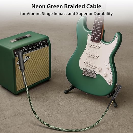 AA AUDIO ACCESSORY Pro Series Guitar Cable 6 ft, Gold-Plated Connector, 18 AWG 99.99% OFC, Low Capacitance Right Angle to Right Angle 1/4 Inch Instrument Cable for Fender Ernie Ball Mogami