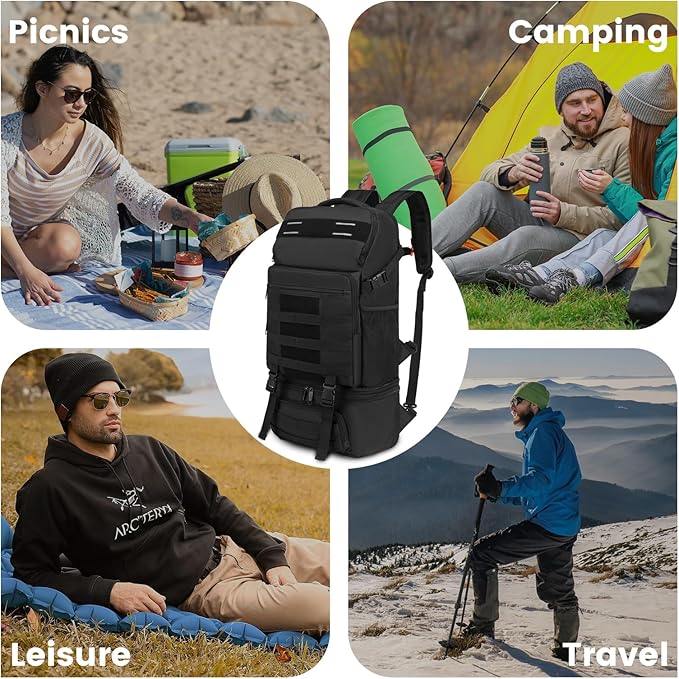 RUCYEN Lunch Backpack, Insulated Cooler Backpack Removable Lunch Box for Men Women, 15.6 Inches RFID Blocking Laptop Backpack Lunch Bag for Work Travel Black