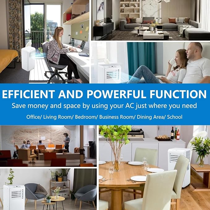 10,000 BTU Portable Air Conditioner for Rooms up to 450 Sq.Ft, 3-in-1 Cooling Unit with Dehumidifier & Fan, Includes Remote Control and Easy Installation Kit