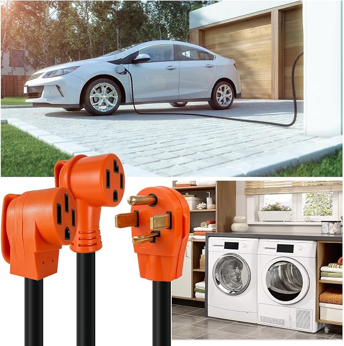 EP 30 Amp Dual Outlet Adapter Cord, 2FT Y Adapter Cord NEMA 14-30P to 14-30R & 14-50R Socket, 10AWG Power Splitter for EV Charger EV Charging, Dryers, and Power Tools ETL Listed
