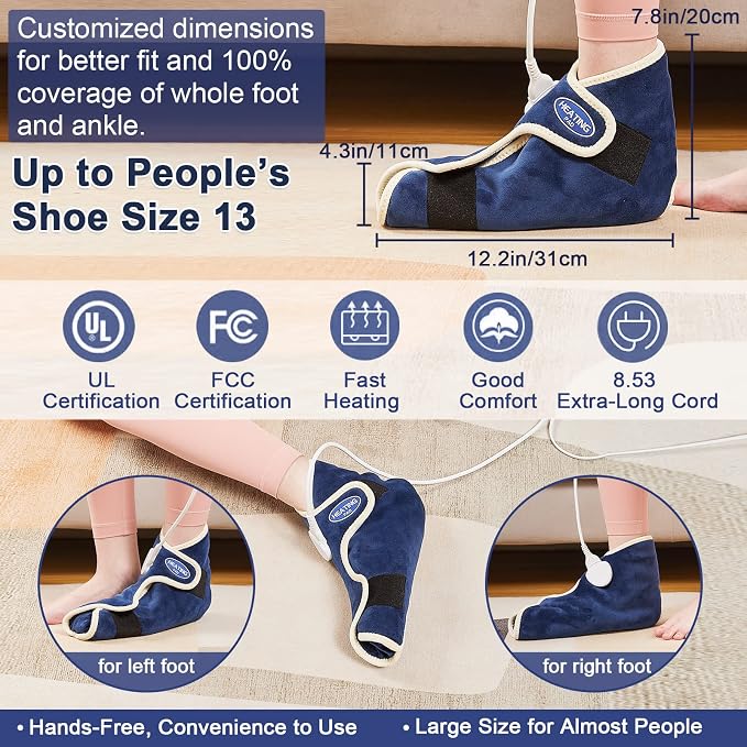 JOBYNA Ankle/Toe/Foot Warmer | Full Coverage Heated Foot Wrap |86-158℉ Continuous Setting| 10-90min Timer| Electric Heating Pad for Plantar Fasciitis Relief, Neuropathy Pain Relief for Foot(1 Pack)