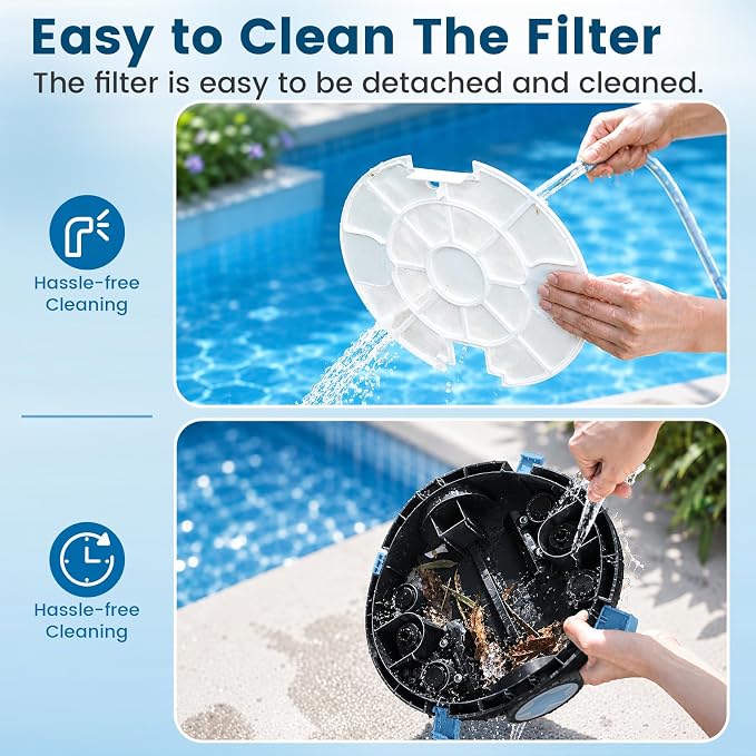 Y10 Robotic Pool Cleaner,Cordless Pool Vacuum with 150 Mins Runtime,High Efficiency Dual Suction Power,Self-Parking&Smart Navigation for Above-Ground & Flat Inground Pools up to 1300 sq.ft (Charcoal)