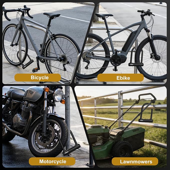 NDakter Bike Locks,17mm Shackle Heavy Duty Anti Theft Bike U Lock with 3 Keys ANG Sturdy Mounting Bracket, Perfect for Bicycles Scooters Mountain, Electric, Folding Bike, Moped, Tricycle