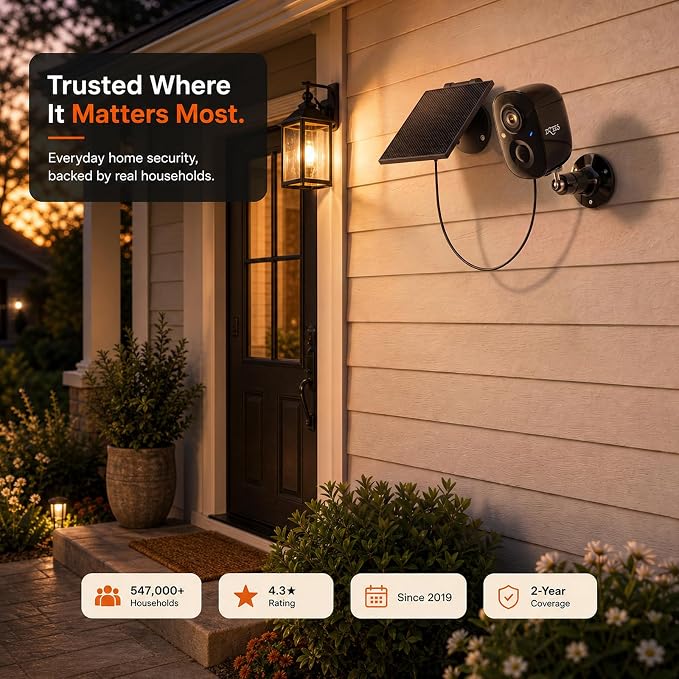 Dzees Solar Cameras for Home Security, 2K Home Security Camera System, Indoor/Outdoor Surveillance, Spotlight & Siren, PIR/AI Detection, Color Night Vision, Cloud/SD Storage,2.4GHz Wi-Fi,IP66, 2 Pack