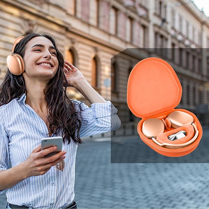 co2CREA Hard Case with Sleep Mode Replacement for Apple AirPods Max 2 / AirPods Max Wireless Over-Ear Headphones (Tangerine Case)
