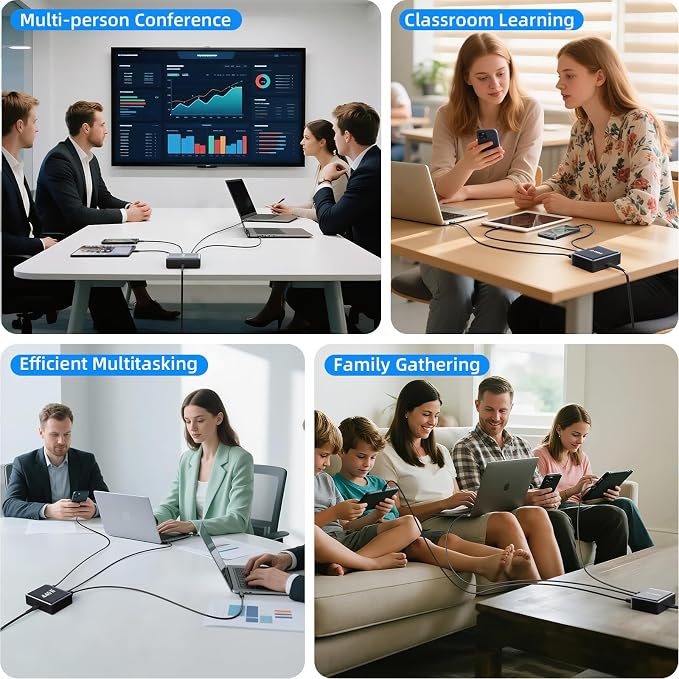440W Fast Charging 8 Port USB C Charger Block, Multi-Device USB Charging Station Wall Desktop Charger with GaN Ⅲ Technology, USB-C Charger Adapter for MacBook/iPad/iPhone 16/Samsung Galaxy/DELL/HP