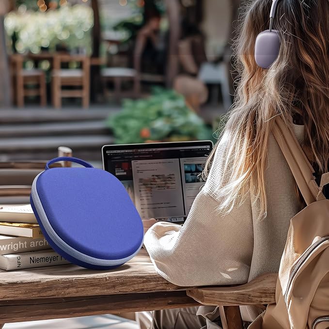 Smart Case for New Apple AirPods Max Supports Sleep Mode, Hard Organizer Portable Carry Travel Cover Storage Bag (Purple)