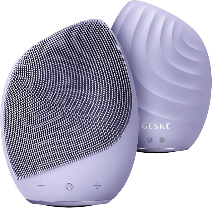 GESKE SmartAppGuided™ Sonic Facial Brush 5 in 1 | Vibrating Electric Facial Cleansing Brush | Soft Silicone Brush | Professional Facial Cleanser | Skin Cleanser & Exfoliator | Face Massager