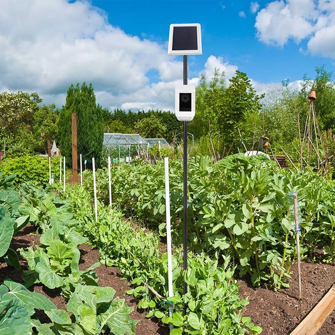 31.49 or 47.24 inch Ground Stake Mount Stand with Solar Panel Mount for Ring, Blink, Arlo, Eufy, Wyze, Google Nest, Simplisafe Cameras and Solar Panels Ground Stake Bracket(Black)