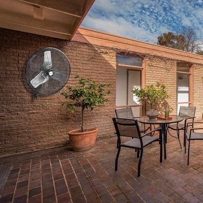 24 inch Outdoor Oscillating Wall Fan, 3-Speed 6300 CFM Heavy Duty Outdoor Wall Fans, Waterproof High Velocity Outdoor Fans for Industrial, Commercial, Patio, Jobsites and Warehouse, UL Listed