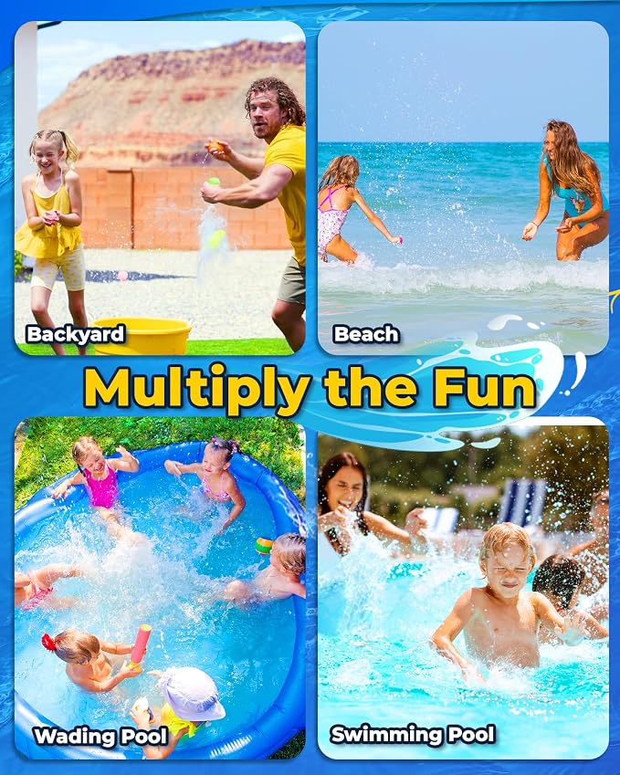SOPPYCID Magnetic Reusable Water Balloons for Kids, Refillable Water Balls Quick Fill for Pool, Outdoor Games for Beach, Summer Toys for Kids 4-10 (20Pack)