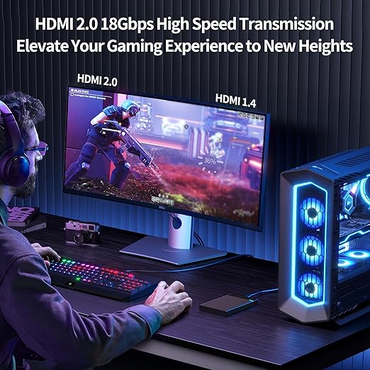 BlueAVS 30 Feet HDMI Fiber Optic Cable 4K 60Hz HDMI 2.0b High Speed 18Gbps Dynamic HDR10 HDCP2.2/2.3 eARC Black