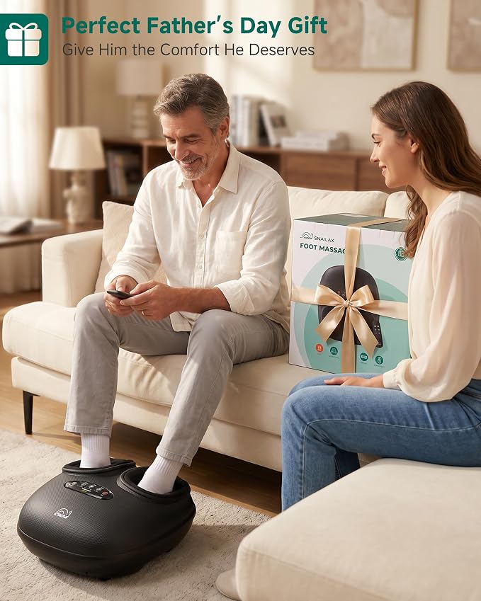 Snailax 2026 Shiatsu Foot Massager with Heat, Deep Kneading, Compression, Vibration,FSA Eligible Hsa Electric Feet Massage Machine for Plantar Fasciitis,Neuropathy, Gifts for Father, Dad
