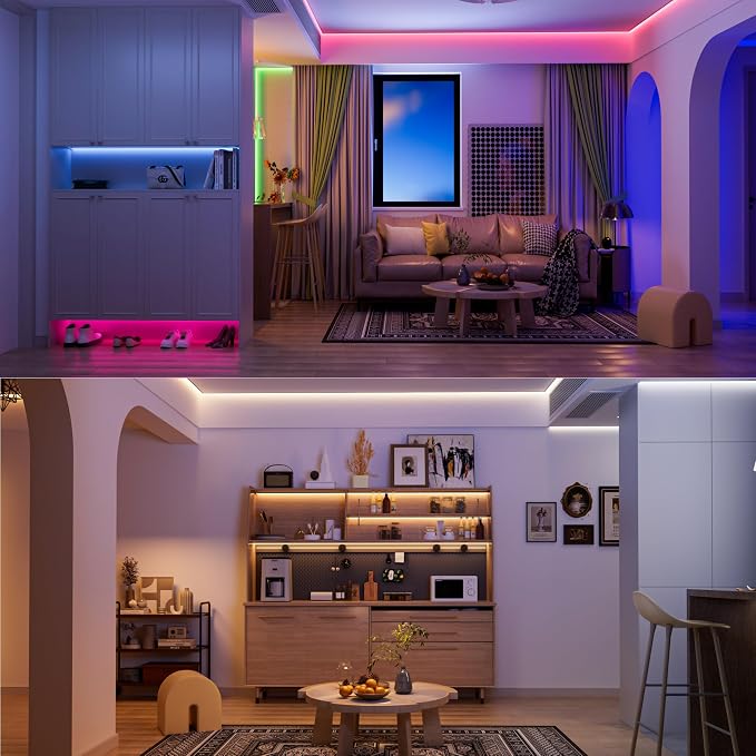 PAUTIX COB LED Strip Lights,20ft RGB+CCT 2700K-6500K White LED Lights,Dimmable Color Changing RGB LED Strip Light,with Remote/APP Control,for Kitchen Cabinets,Ceiling,Party DIY Lighting Projects