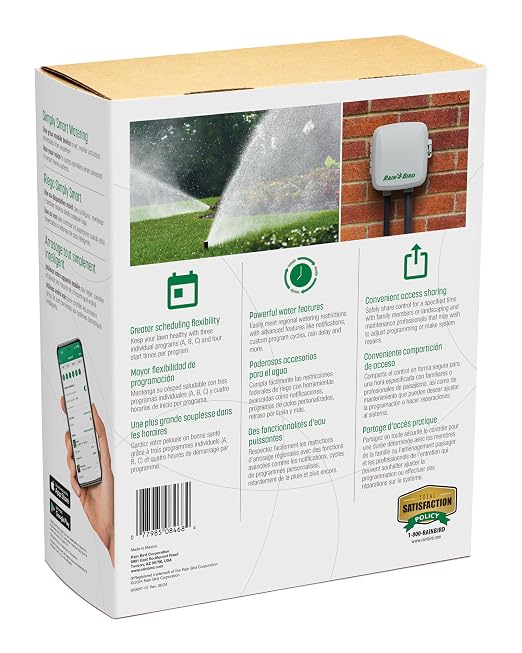 Rain Bird ARC8 App-Based Indoor/Outdoor Smart WiFi Irrigation Sprinkler Timer/Controller, 8-Zone/Station, EPA WaterSense Certified, Compatible with Alexa, Indoor/Outdoor 8-Station