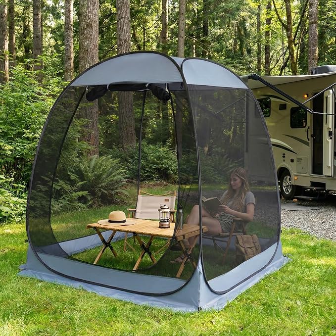 Alvantor Pop Up Screen House Tent, Instant Outdoor Gazebo with Mosquito Netting & UPF 50+ Sun Protection, Portable Canopy Shelter for Patio, Backyard, Camping (2-10 Person)