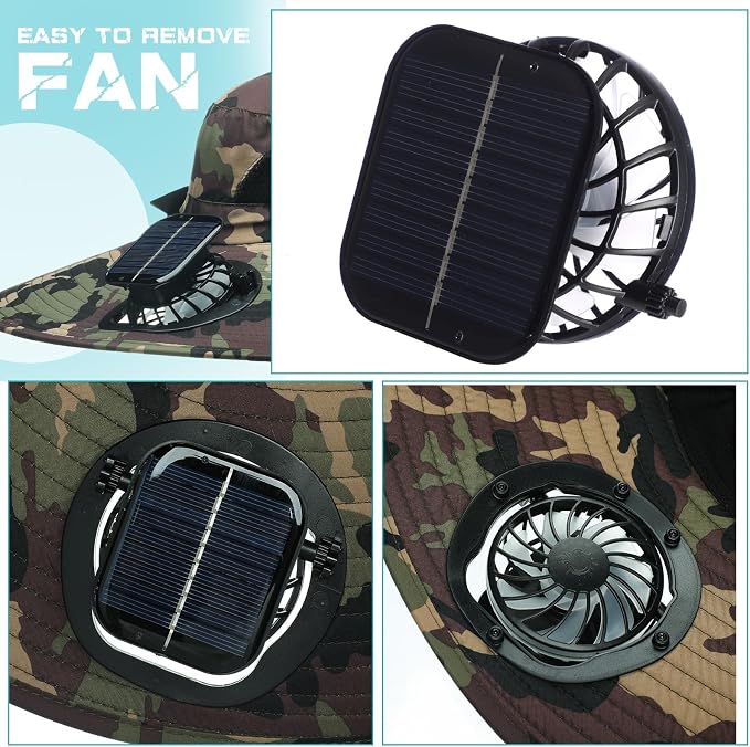 Berlune Sun Hat with 2 Solar Fan Wide Brim Fishing Bucket Hat USB & Solar for Men Women UPF 50+ Cooling for Fishing Beach