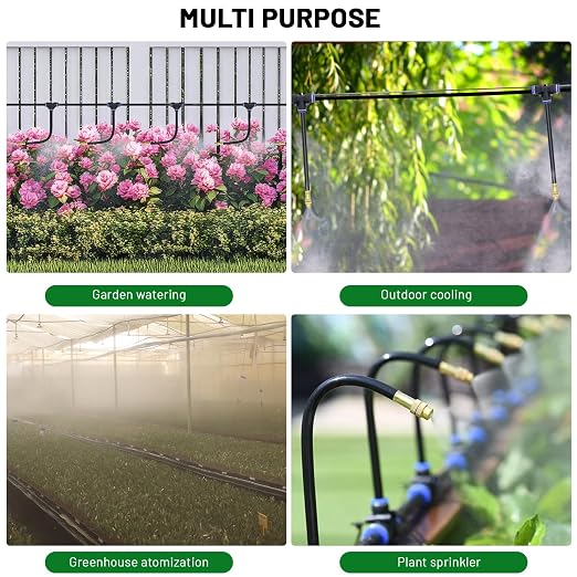 Thiswing 360° Adjustable Drip Irrigation System - 66 FT Automatic Garden Watering System with 22 Nozzles, Raised Bed Sprinkler System, Garden Mister for Yard, Lawn, Plants, 5/16" Tubing