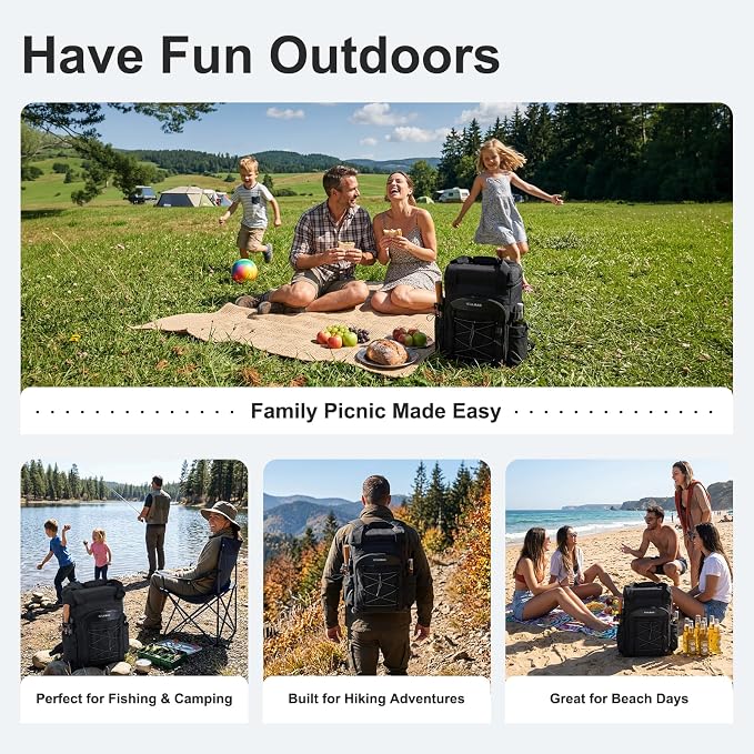 Backpack Coolers Insulated Leak Proof 38cans Soft Insulated Cooler Backpack for Women Men 12 Hours Cooling for Camping Hiking Beach Picnic