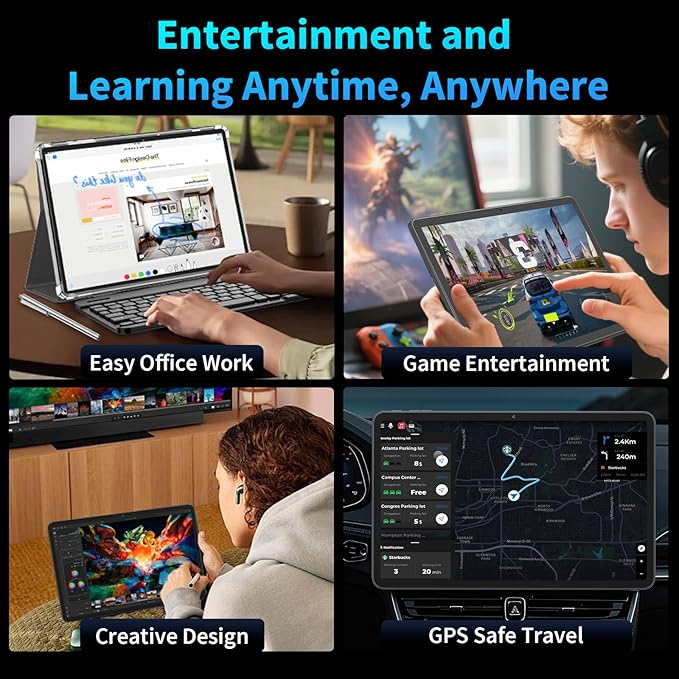 Android 15 Tablet 10 Inch, 2026 Tablet with Keyboard, 24GB+256GB+2TB Expand, Tablets PC with Gemini AI, Octa-Core, 8000mAh, 5G WiFi, Widevine L1, GMS, 2 in 1 Tablets with Case, Mouse, Stylus (Green)