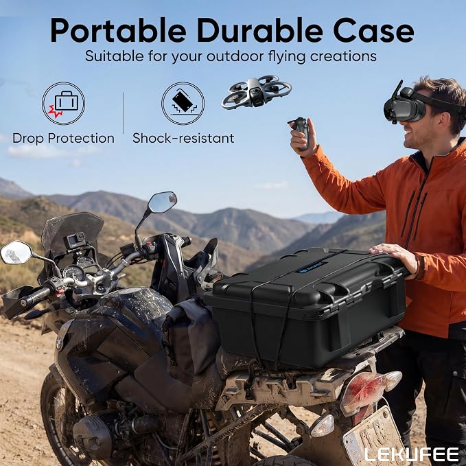 Lekufee Waterproof Hard Carrying Case for DJI Avata 360 Drone, Motion Fly More Combo, Battery (5 pcs), Goggles N3/3, RC Motion 3, DJI RC 2/RC N3/N2, FPV Controller 3, Accessories(Case Only)