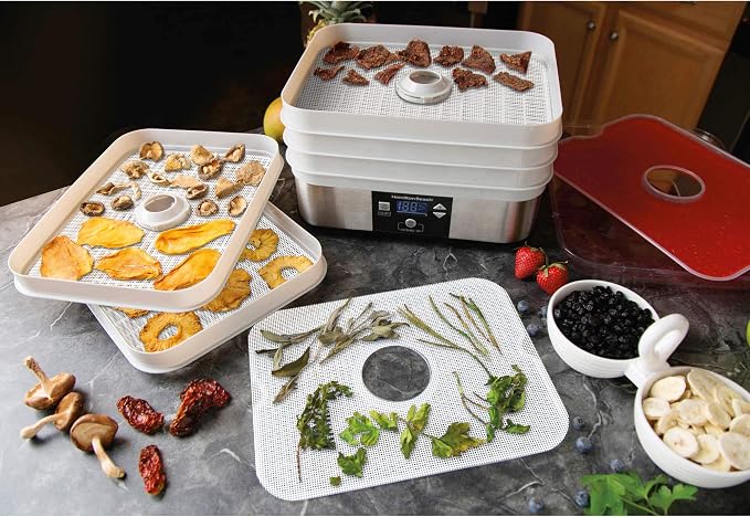 GUCUJI Pack of 5 Premium Non Stick Silicone Dehydrator Sheets Fruit Dryer Mesh for Hamilton Beach 32100A