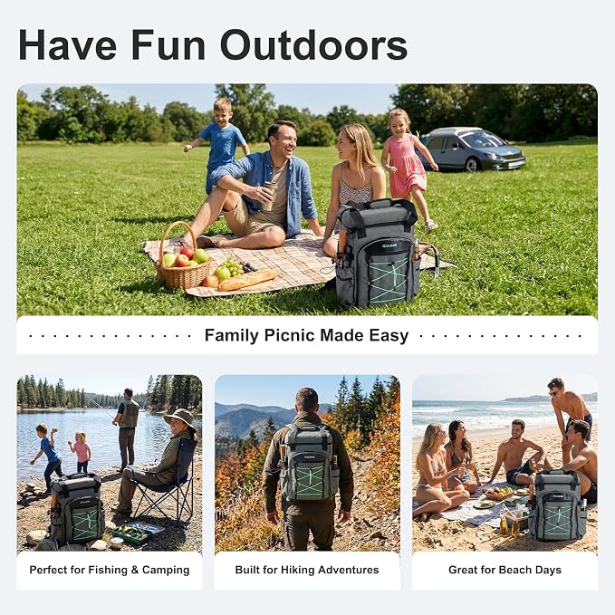 Backpack Coolers Insulated Leak Proof 38cans Soft Insulated Cooler Backpack for Women Men 12 Hours Cooling for Camping Hiking Beach Picnic
