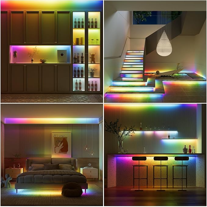 RGB Smart IC COB LED Strip Light 18ft Addressable Chasing Color 12V LED Light Strip Multicolored Flexible RGB Lights for Party, Decoration, Home DIY Lighting Projects(NO Adapter or Controller)