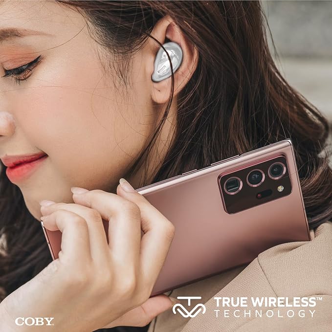 Coby Wireless Bluetooth Earbuds with Charging Case, in-Ear Headphones with Built-in Microphone, Touch Controls, Stereo Sound, USB-C Charging, Compatible with iPhone & Android