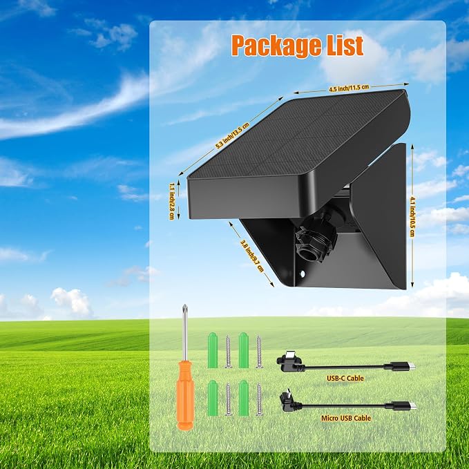 Solar Panel for Blink Outdoor 2K+/4(4th Gen)/(3rd Gen) XT3 and XT2/XT Camera, Solar Panel Charger Mount for Blink Camera with Built-in Battery, Waterproof, Adjustable Angle(Camera not Included)