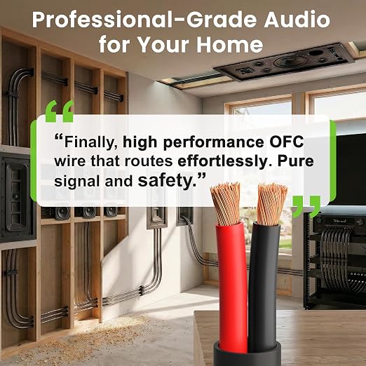 GEARit Speaker Wire 14 Gauge OFC 500 Feet,UL CL3 Rated 14 Gauge Wire,Copper Wire with Polarity Mark,Audio Cable for in-Wall,Home,Car,Outdoor,Garden,Commercial Audio Systems,OFC(Black,2-Conductors)