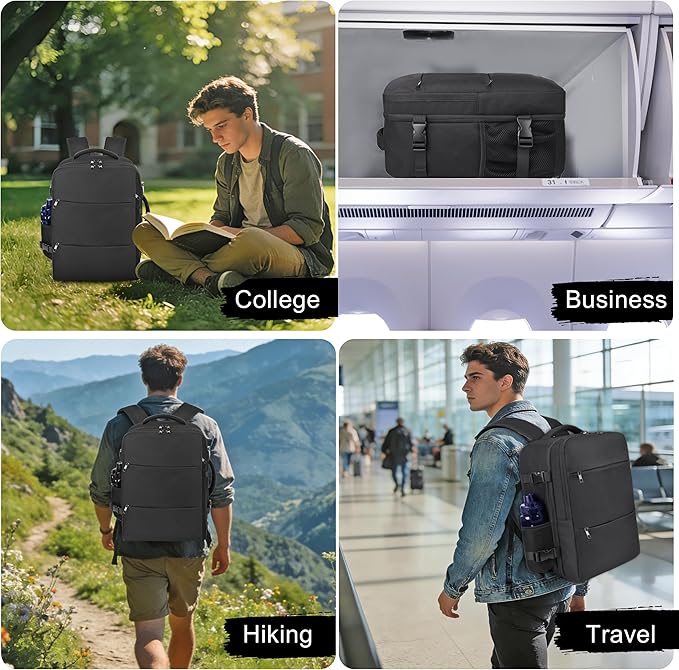 DEYACE Travel Backpack for Men Women, TSA Approved Carry On Backpack Personal Item Size Airplane Approved Weekender Bag, Water Resistant Lightweight Laptop Daypack for Flight