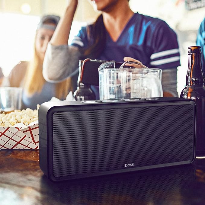 DOSS SoundBox XL Bluetooth Speaker with Subwoofer, Booming Bass, Dual DSP Technologies, 10H Playtime, TWS, 2.1 Audio Channel, Ideal Christmas & White Elephant Gift for Men, Women-Black