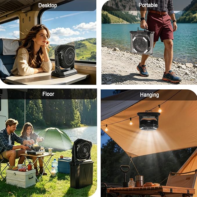20000mAh Portable Misting Fan with 10L Large Water Bucket, 3-Speed Outdoor Floor Fan with Mist, USB Rechargeable Battery Powered Misting System for Patios, Camping, Beach, Golf and Picnic