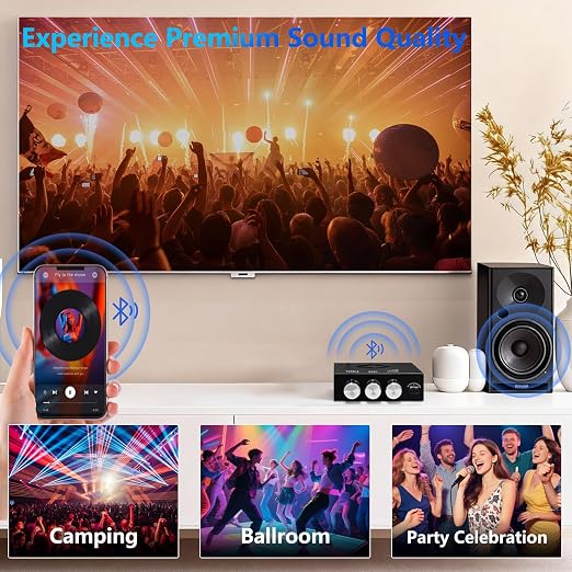 Bluetooth 5.1 Audio Amplifier Board,320W HiFi 2.1 Channel Mini Subwoofer Power Amp Module with Treble & Bass Control with AUX Input,Audio Amp Board for Home DIY Wireles Speaker(with Power Cord)