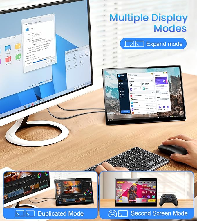 14 inch FHD Portable Touchscreen Monitor with HDMI VGA DVI Ports Compatible with Laptops PC PS5/4, Industrial, POS, Kiosk, Screen Extender 1920×1200 HDR IPS Small Touch Screen Display 500 nits