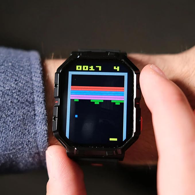 Atari 2600, Retro Gaming Smart Watch with Selective Tech, All Day Fitness Tracker, Built-in Centipede™, Pong™, Missile Command™, Super Breakout™, IP68 Water Resistant