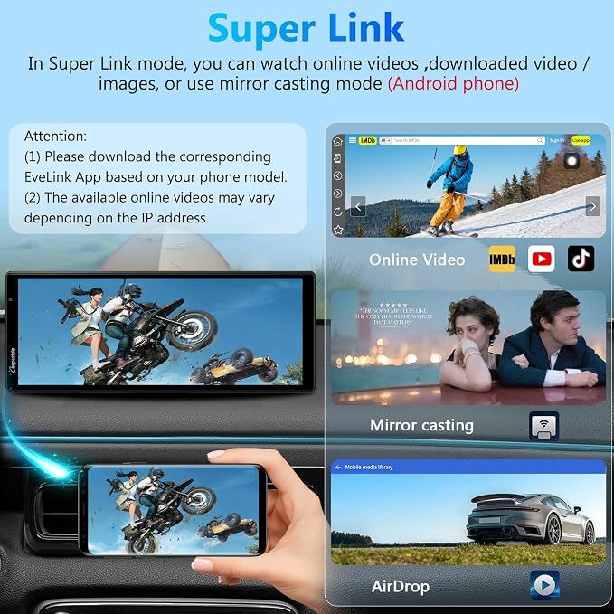CARPURIDE W903S Wireless Carplay & Android Auto Screen with 3 Channel Dash Cam, 4K Front &1080P Rear, 1080P Infrared Cabin Camera for Cars with 64GB Card, Loop Recording, Bluetooth