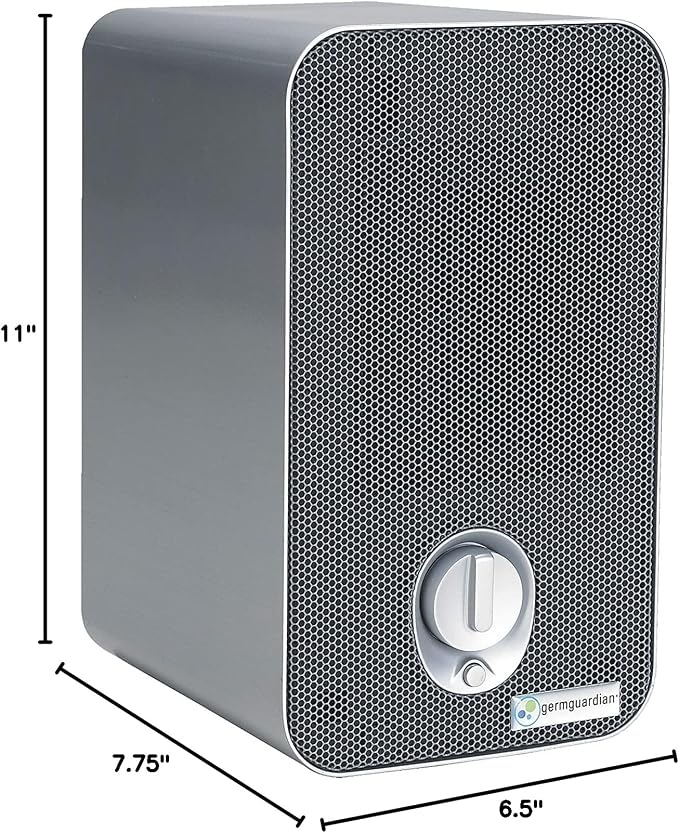 GermGuardian Air Purifier for Home with HEPA Filter, Removes 99.97% of Pollutants, Covers up to 375 Sq. Foot Room in 1 Hr, UV-C Light Helps Reduce Germs, Zero Ozone Verified, 11", Silver, AC4100CA
