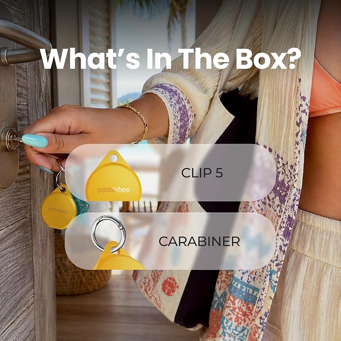 Pebblebee Clip 5 | Rechargeable Bluetooth Tracker Tag for Keys | Alternative to Air Tag & Android Trackers | 130 dB Siren, Bright LED Strobe, 12-Month Battery, Alert Safety Mode | Creamsicle Crush