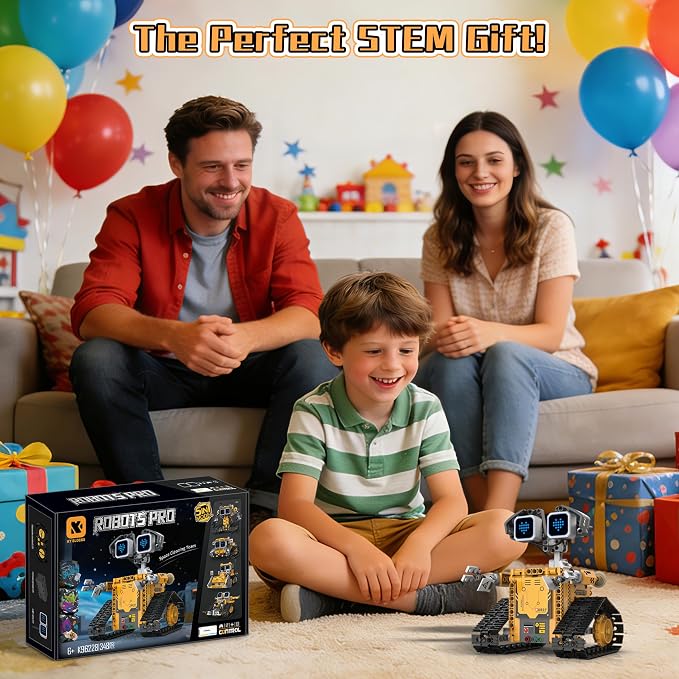 5-in-1 Smart Robot Building Kit for Kids 6-12, Build & Code Your Own Robot World, STEM Coding Robot Toy with App & Remote Control, Hands-on Robotics Set, Educational STEM Gift (348 PCS)
