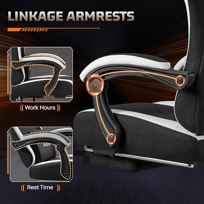 Homall Gaming Chair with Massage & Footrest, Ergonomic Computer Office Chair, High-Back Racing Style Reclining Chair with Adjustable Lumbar Support, Breathable Tech Fabric for Adults (Black)