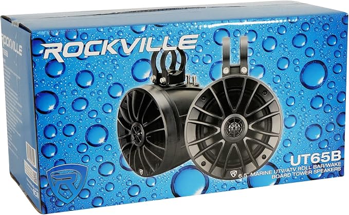 Rockville UT65B 400W 6.5" Marine Speakers, IPX6 Waterproof, Swivel Mount, True Coaxial Design, Perfect for UTV/ATV/Boat