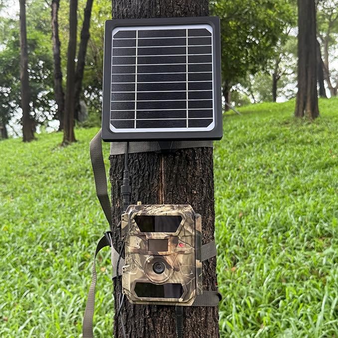 5W 12V Solar Panel for Trail Camera - Waterproof Solar Charger Kit with 5200mAh Battery, Compatible with Game Camera, Hunting & Wildlife Monitoring (2 Pack)