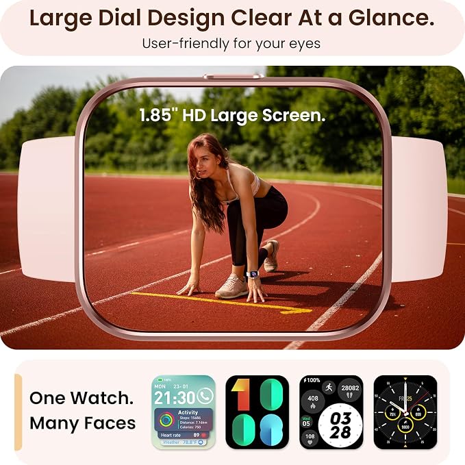 Smart Watches for Women, Womens Smart Watch for iPhone & Android & Samsung, Smartwatch with Call & Alexa, Sleep,Heart Rate,Pressure,SpO2 Monitor & Cycle Tracking, 100+ Sports Modes Fitness Watch-Pink