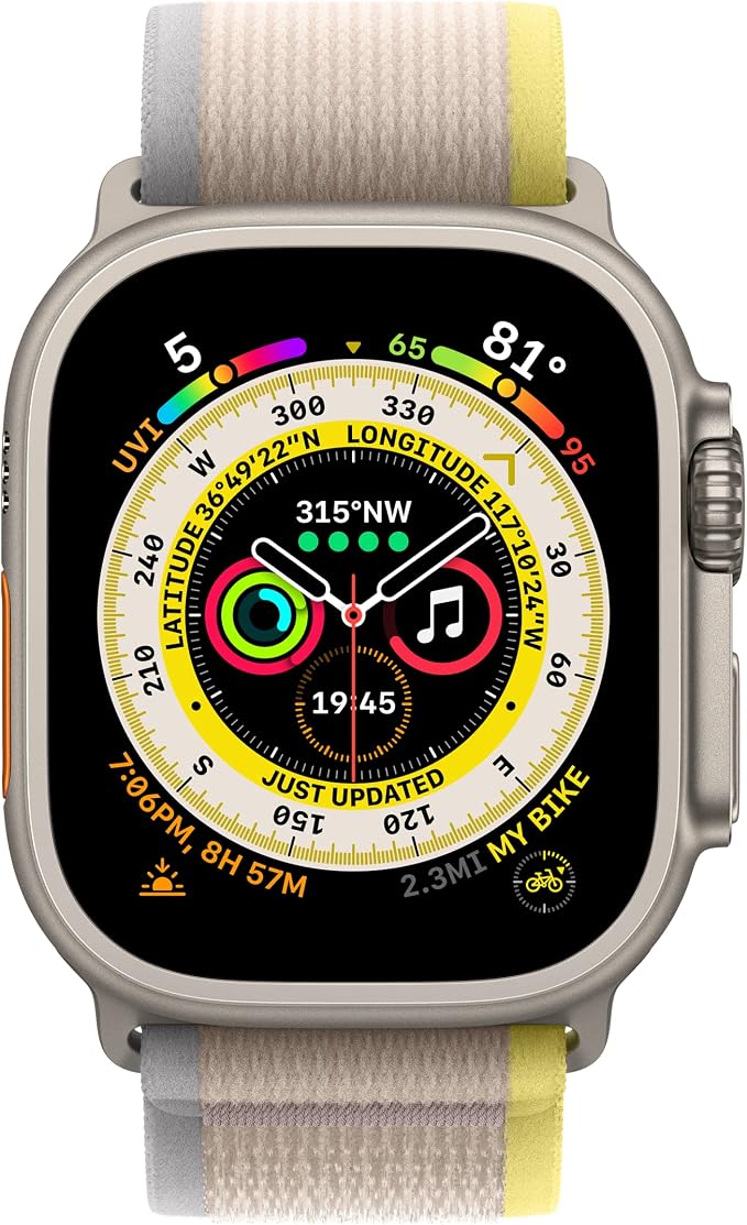 Apple Watch Band - Trail Loop (49mm) - Yellow/Beige with Rugged Titanium Finish - M/L