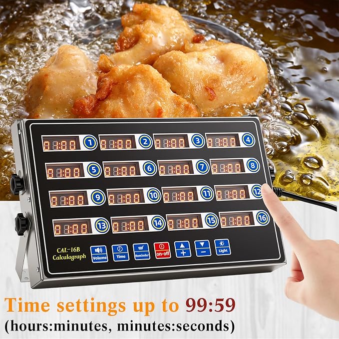 Relaxweex 1 Pack Digital Kitchen Timer, Commercial Cooking Timer with Loud Alarm, Large LCD Display, for Restaurants, Baking, Labs, Multiple Independent Countdown Timers (16 Channel)
