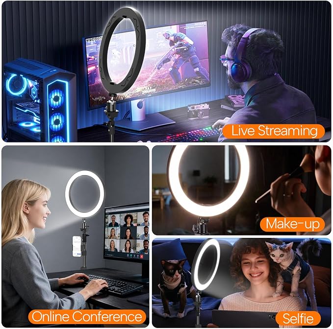 EMART 10" Ring Light with 55" Extendable Tripod Stands and Phone Holder, Dimmable LED Circle Round Light for Selfie Camera Photography/Makeup/YouTube Video/Vlogging/Live Streaming