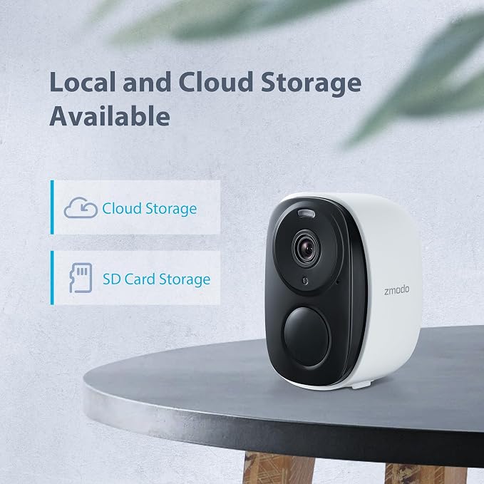 Zmodo Outdoor Wireless Security Camera -Wire-Free, Rechargeable, Battery Powered Indoor Camera 100-degree view,Night Vision, Motion Detection,2-Way Audio, IP65 Waterproof, Cloud/SD Storage,Alexa-Ready